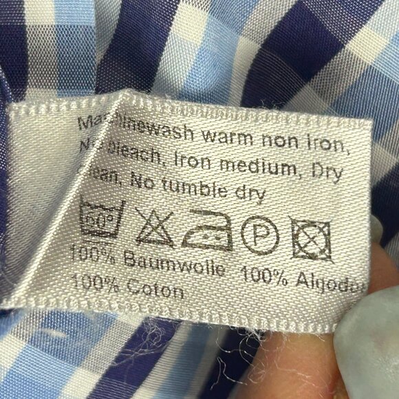 Eton Dress Shirt Mens EU 40 US 15 3/4 Contemporary Fit Blue Plaid Contrast Trim - Picture 15 of 15